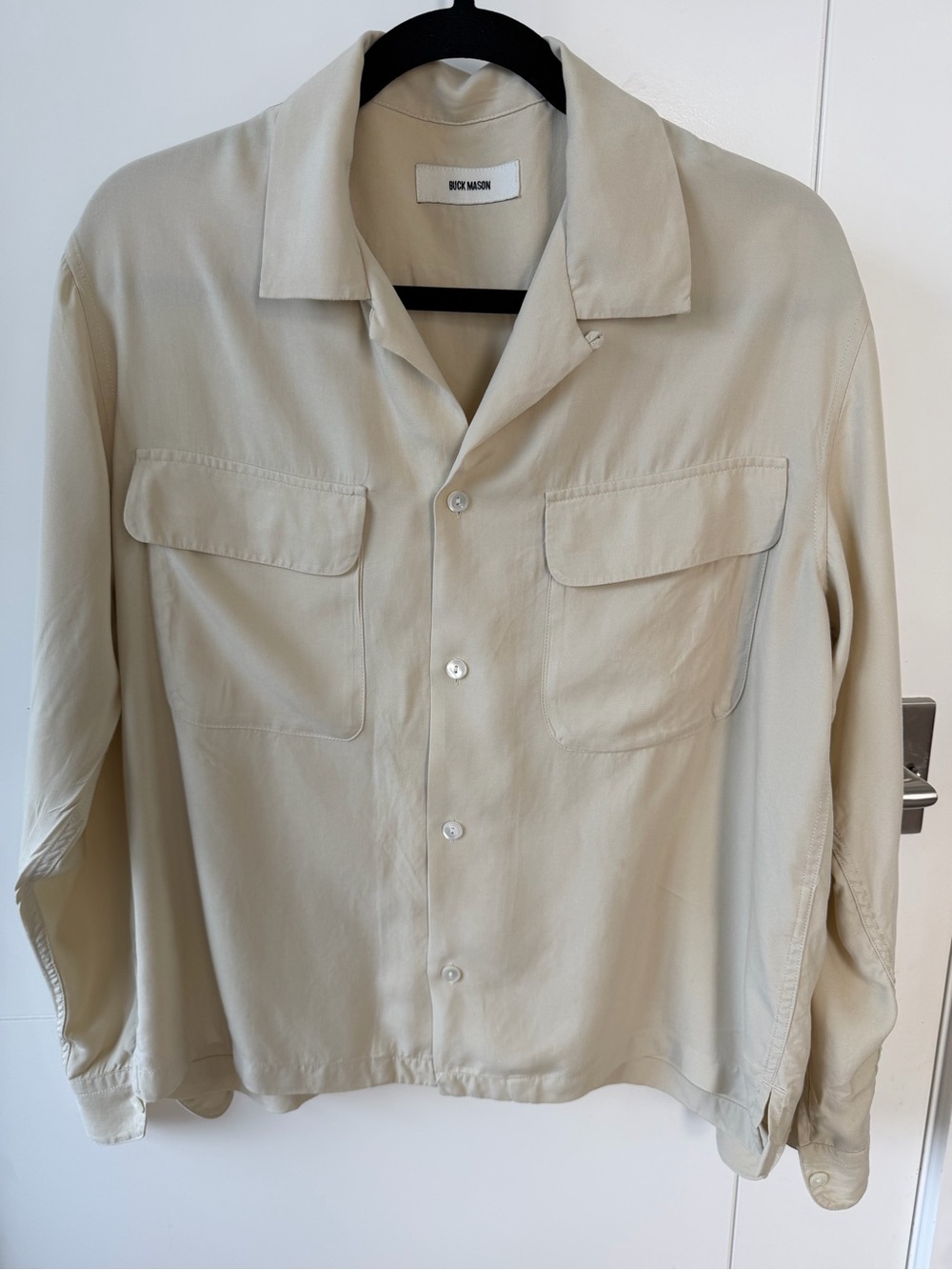 Buck Mason Cream Button-Front Camp Collar Shirt